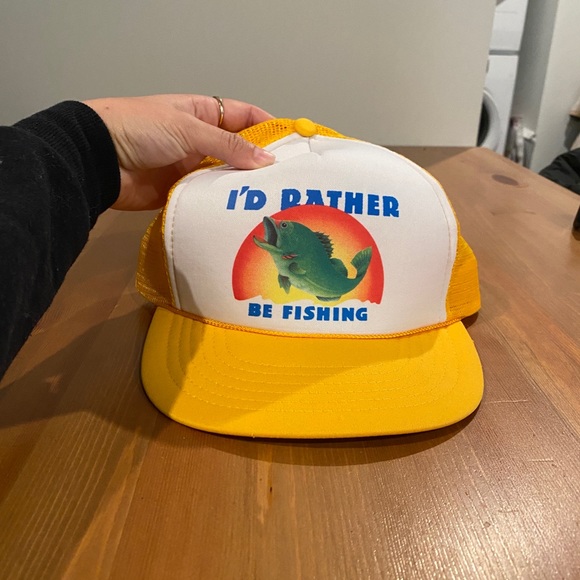 Vintage Id Rather Be Fishing Mesh 
